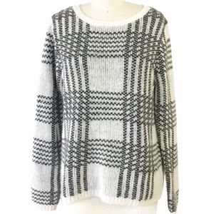 GAP Black & White Wool Blend Plaid Sweater